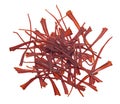Saffron threads isolated on white background with clipping path, full depth of field, top view Royalty Free Stock Photo