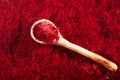 Saffron threads  with vintage spoons Royalty Free Stock Photo