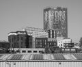 Saffron Tower skyscraper in Croydon, London, black and white Royalty Free Stock Photo