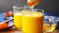Saffron turmeric golden milk with honey