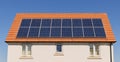 Close up of solar panels on a new build home. UK Royalty Free Stock Photo