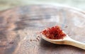 Saffron on the wooden spoon Royalty Free Stock Photo