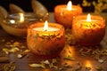 Saffronscented Candles Creating Warm And Inviting Ambiance. Generative AI