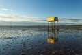 Saftey Platform on walkway to Lindisfarne Castle and Holy Island. Royalty Free Stock Photo