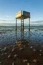 Saftey Platform on walkway to Lindisfarne Castle and Holy Island. Royalty Free Stock Photo