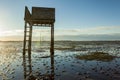 Saftey Platform on walkway to Lindisfarne Castle and Holy Island. Royalty Free Stock Photo