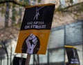 SAG-AFTRA members walk a picket line in front of NBC Studios in Midtown Manhattan Royalty Free Stock Photo