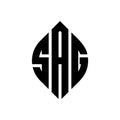 SAG circle letter logo design with circle and ellipse shape. SAG ellipse letters with typographic style. The three initials form a