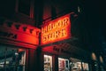 Sag Harbor Liquor Store vintage neon sign at night, Sag Harbor, New York Royalty Free Stock Photo