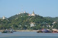 Sagaing Hills and Irrawaddy river. The surroundings of Mandalay sity, Myanmar Royalty Free Stock Photo