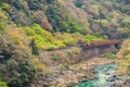 Sagano Romantic train running above river Kyoto Japan Royalty Free Stock Photo