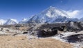 Way to Everest Base CampSagarmatha national park, Nepalese himalayas. Spectacular views. Royalty Free Stock Photo