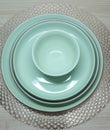Sage green dinner set for any ocassion Royalty Free Stock Photo