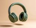 Sage Green Wireless Headphones Floating with Subtle Shadows Royalty Free Stock Photo