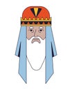 Sage man flat line color vector character head. Long beard and hat on head Royalty Free Stock Photo