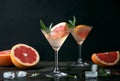 Sage and pink grapefruit gimlet, front view Royalty Free Stock Photo