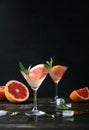 Sage and pink grapefruit gimlet, front view Royalty Free Stock Photo