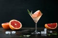 Sage and pink grapefruit gimlet, front view Royalty Free Stock Photo