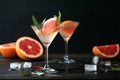 Sage and pink grapefruit gimlet, front view Royalty Free Stock Photo