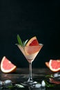 Sage and pink grapefruit gimlet, front view Royalty Free Stock Photo