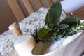 Sage and rosemary Spa set - aromatherapy Royalty Free Stock Photo