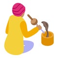 Sage snake charmer icon isometric vector. Indian basket Royalty Free Stock Photo