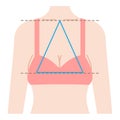 Sagging breast shape is isosceles triangle connecting three points from center of clavicle to top boobs. Beauty and body care con