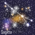 Sagitta Constellation with Beautiful Bright Stars on the Background of Cosmic Sky Vector Illustration Royalty Free Stock Photo
