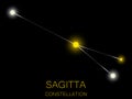 Sagitta constellation. Bright yellow stars in the night sky. A cluster of stars in deep space, the universe. Vector illustration Royalty Free Stock Photo