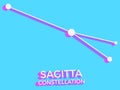 Sagitta constellation 3d symbol. Constellation icon in isometric style on blue background. Cluster of stars and galaxies. Vector Royalty Free Stock Photo