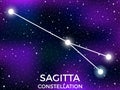 Sagitta constellation. Starry night sky. Zodiac sign. Cluster of stars and galaxies. Deep space. Vector Royalty Free Stock Photo