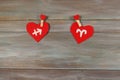 Sagittarius and Aries. signs of the zodiac and heart. wooden bac Royalty Free Stock Photo