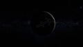 Sagittarius astrological symbol on the dark planet in galaxy
