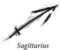 Sagittarius astrology sign, hand drawn horoscope