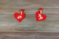 Sagittarius and Capricorn. signs of the zodiac and heart. wooden