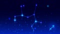 Sagittarius constellation in blue night starry sky. Zodiac sign icon
