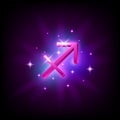 Sagittarius Constellation icon in space style on dark background with galaxy and stars. Zodiac sign of fire Vector