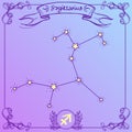 Sagittarius constellation on a purple background. Schematic representation of the signs of the zodiac Royalty Free Stock Photo