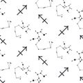 Sagittarius constellation seamless vector pattern.