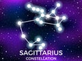 Sagittarius constellation. Starry night sky. Zodiac sign. Cluster of stars and galaxies. Deep space. Vector Royalty Free Stock Photo