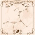 Sagittarius constellation vintage symbol. Schematic representation of the signs of the zodiac Royalty Free Stock Photo