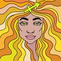 Sagittarius girl portrait. Zodiac sign. Vector illustration.