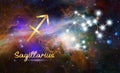 Sagittarius Libra Zodiac Sign and Constellation, cosmic background