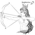 Sagittarius line art Royalty Free Stock Photo