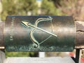 Sagittarius metal astrological sign on Wishing Bridge in Old City of Yaffa Israel