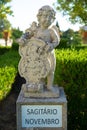 Sagittarius sign represented by stone statue. Episcopal garden of Castelo Branco