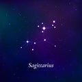 Sagittarius sign. Stars map of zodiac constellation on dark blue background. Vector Royalty Free Stock Photo