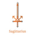 Sagittarius Sword. Zodiac Sign. Flat Cartoon Zodiacal Weapon. One of 12 Zodiac Weapons. Vector Astrological, Horoscope Sign. Royalty Free Stock Photo