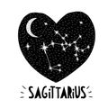 Sagittarius Symbol. Hand Drawn Zodiac Vector Illustration. Infantile Graphic.