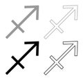 Sagittarius symbol zodiac icon outline set grey black color